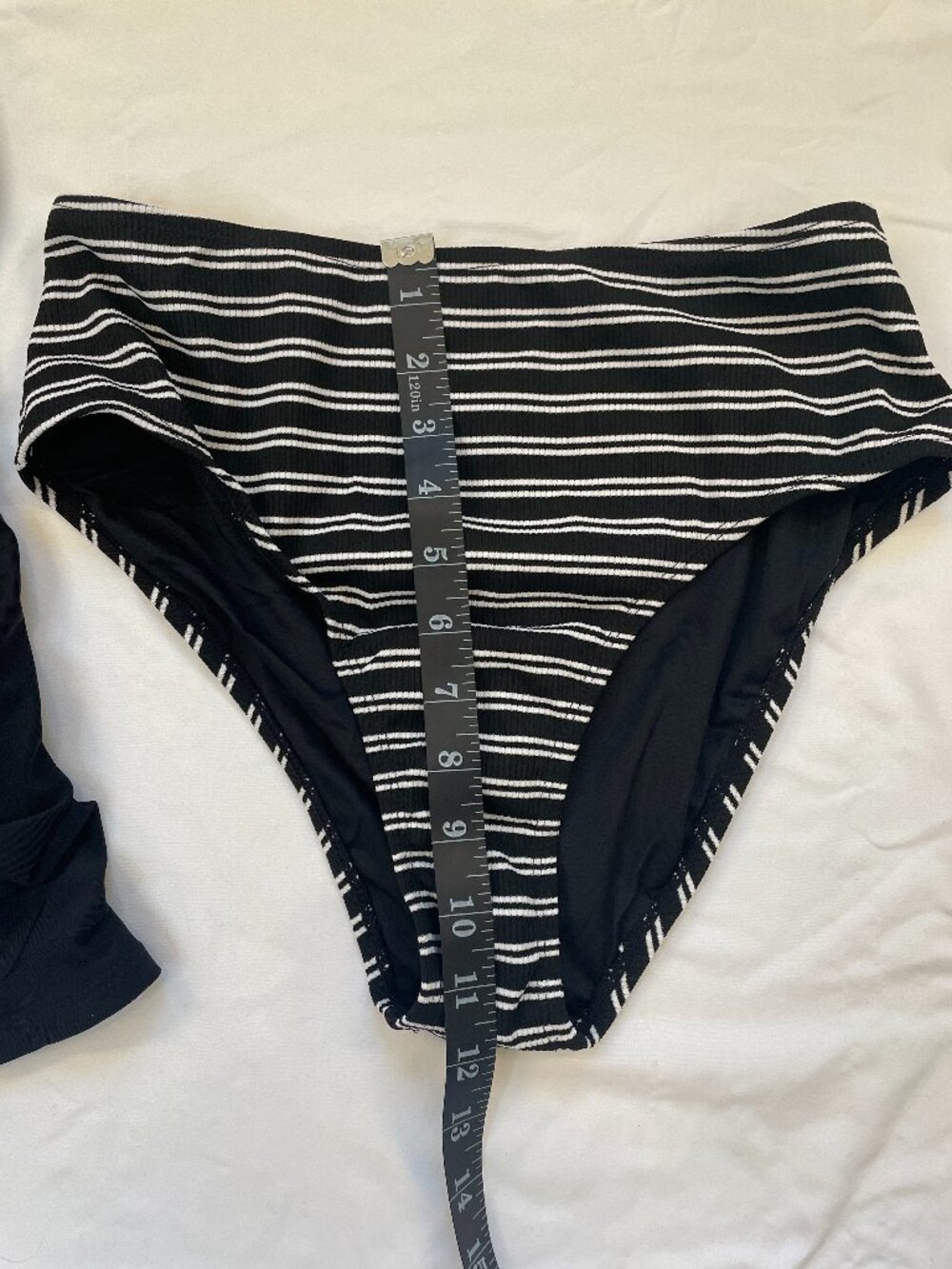 Cupshe Black Plunging Tankini Top & Striped Bottoms Set - Picture 4 of 8